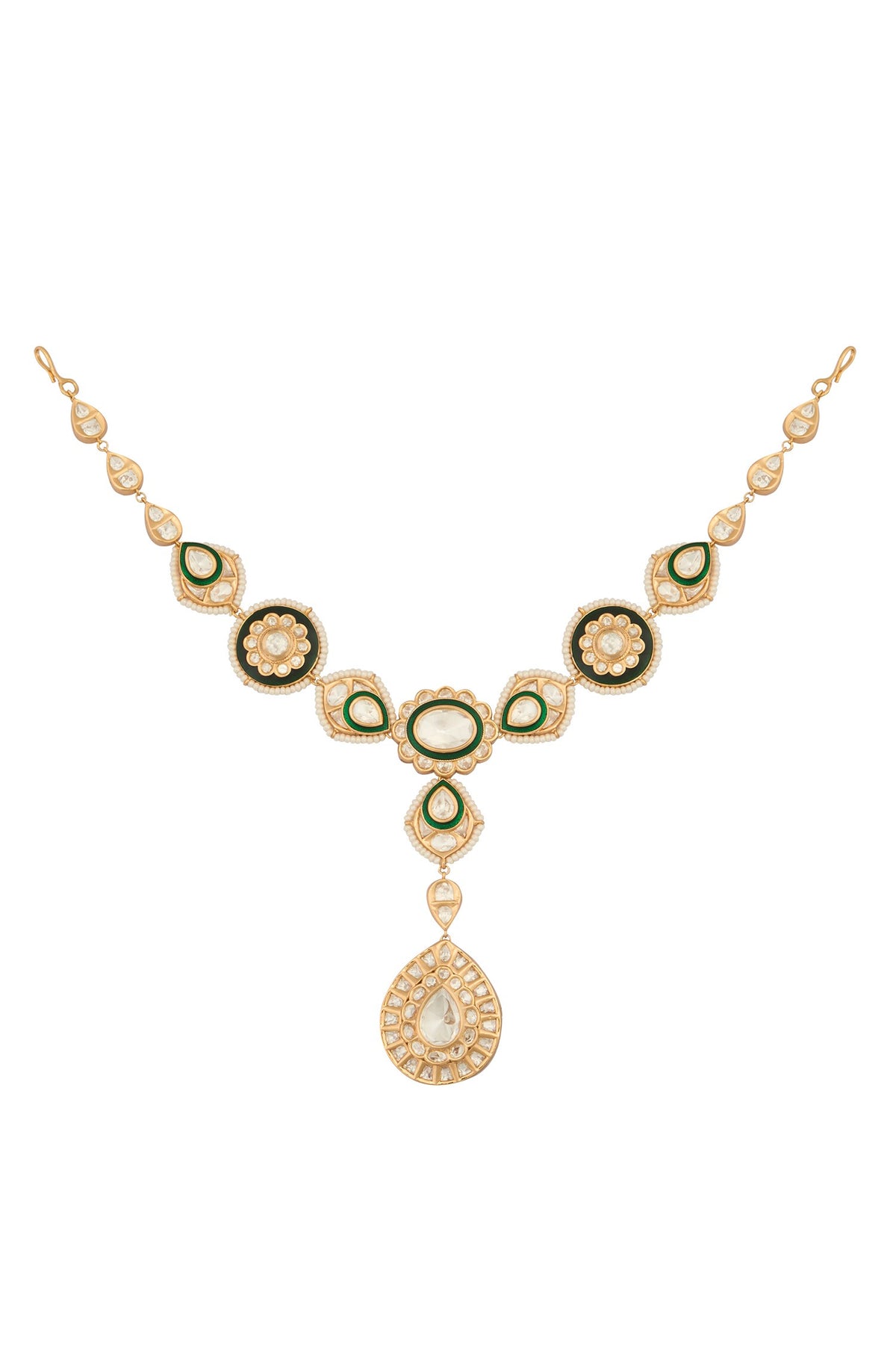Kundan Green Brass Mathapatti 