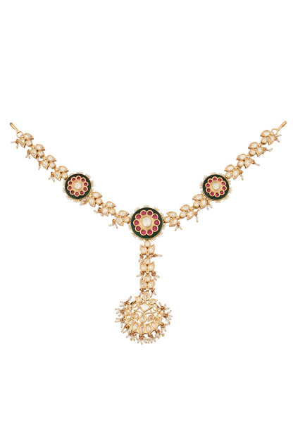 Kundan Design Ruby Pink Mathapatti 