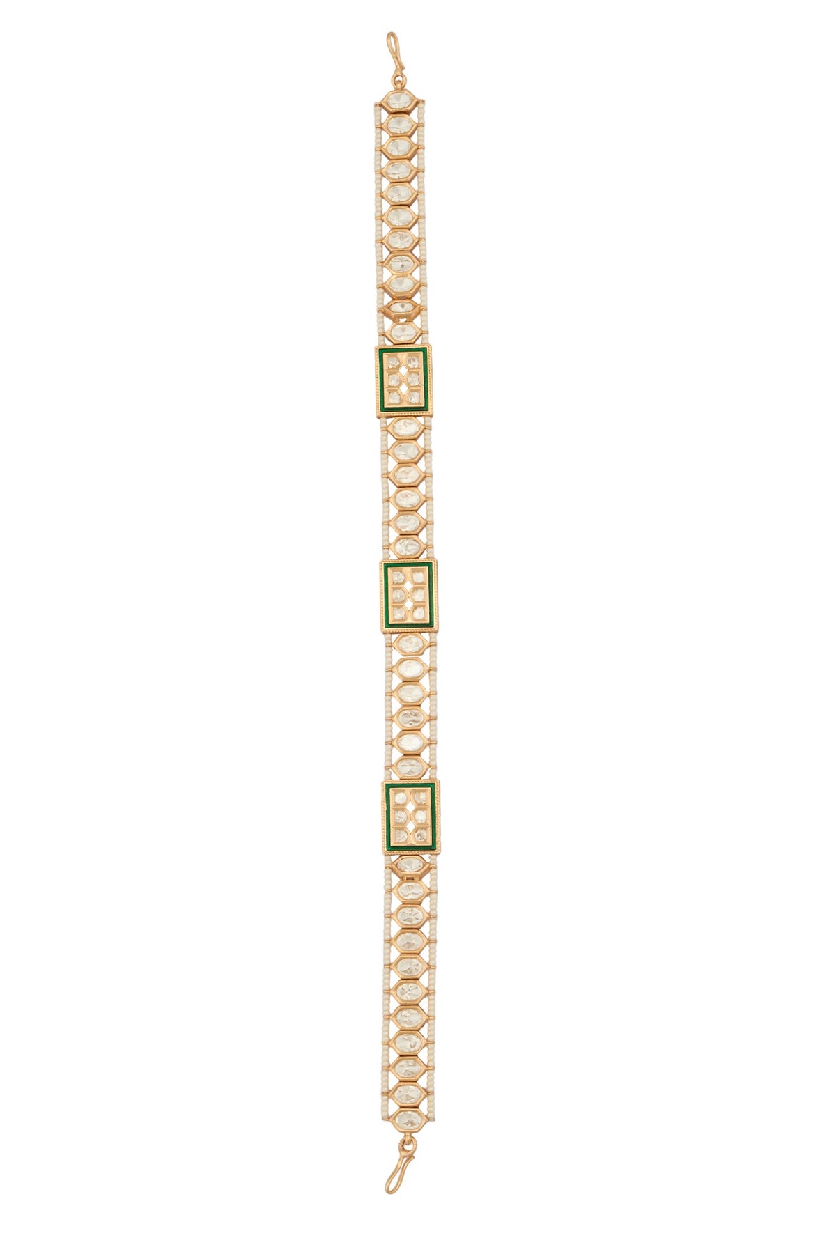 Kundan Green Brass Mathapatti 