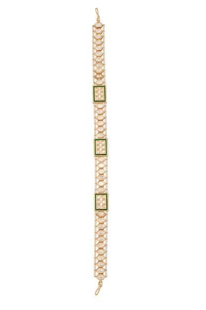 Kundan Green Brass Mathapatti 