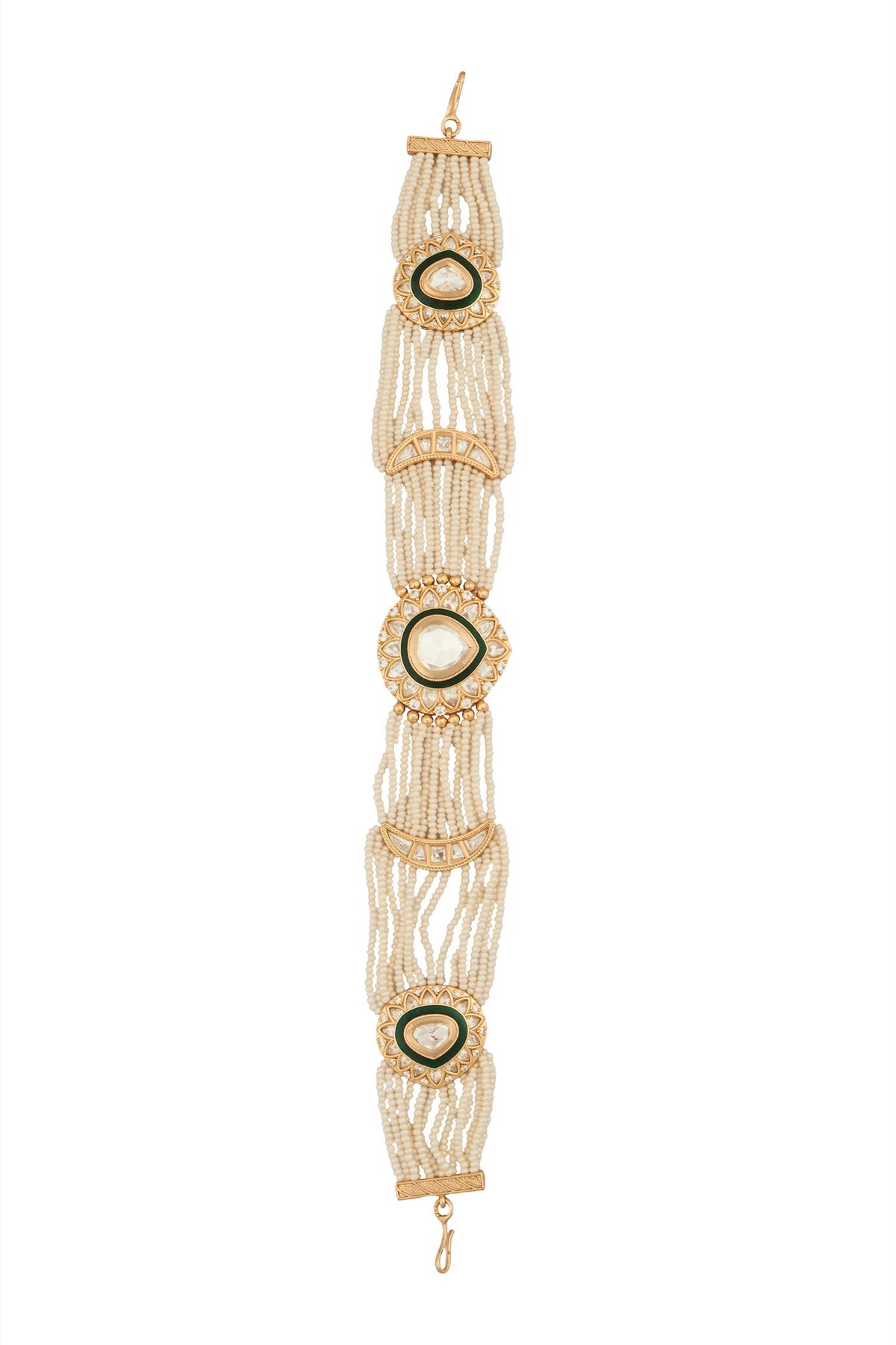 Kundan Green Brass Mathapatti 