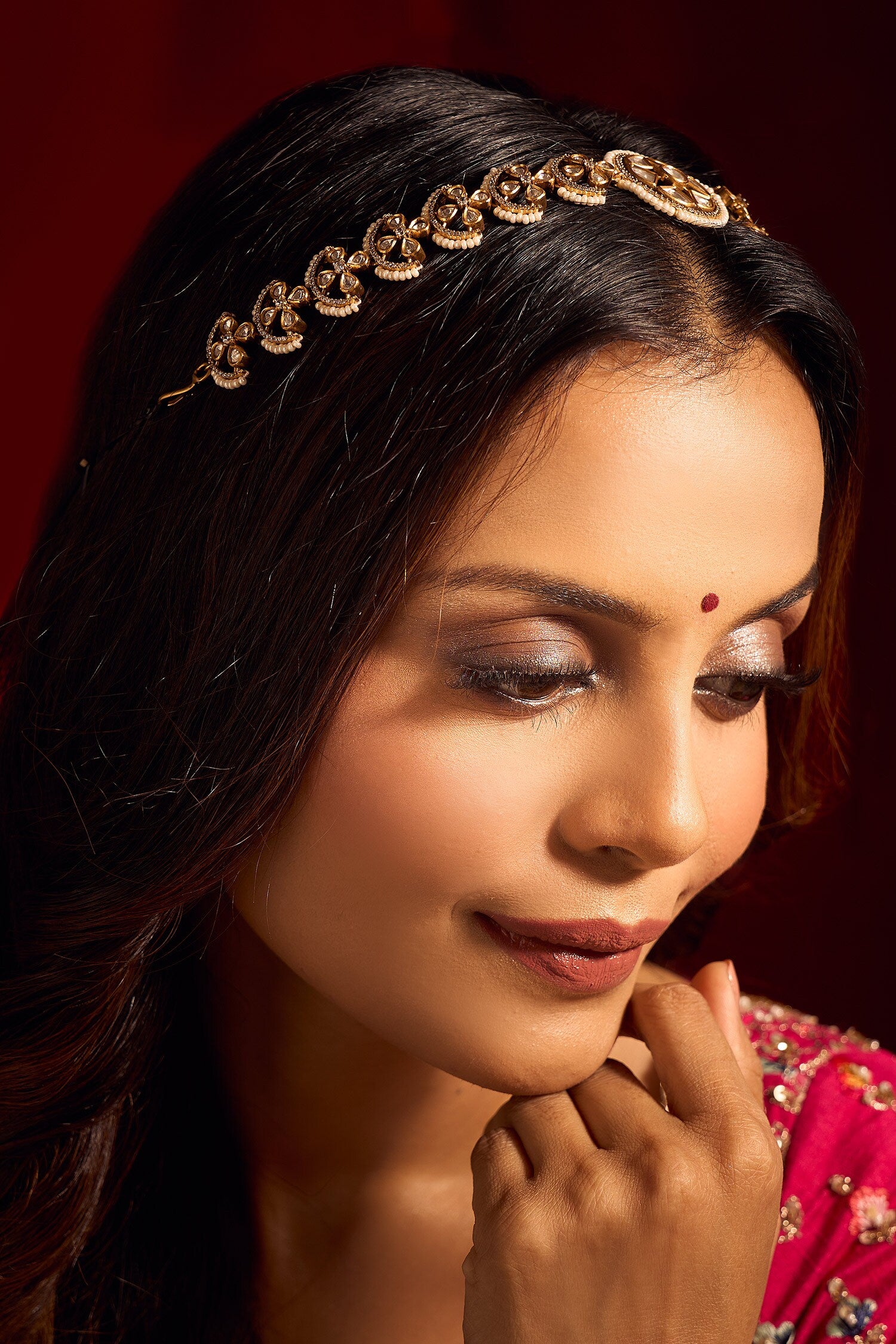 Kundan White Brass Mathapatti 