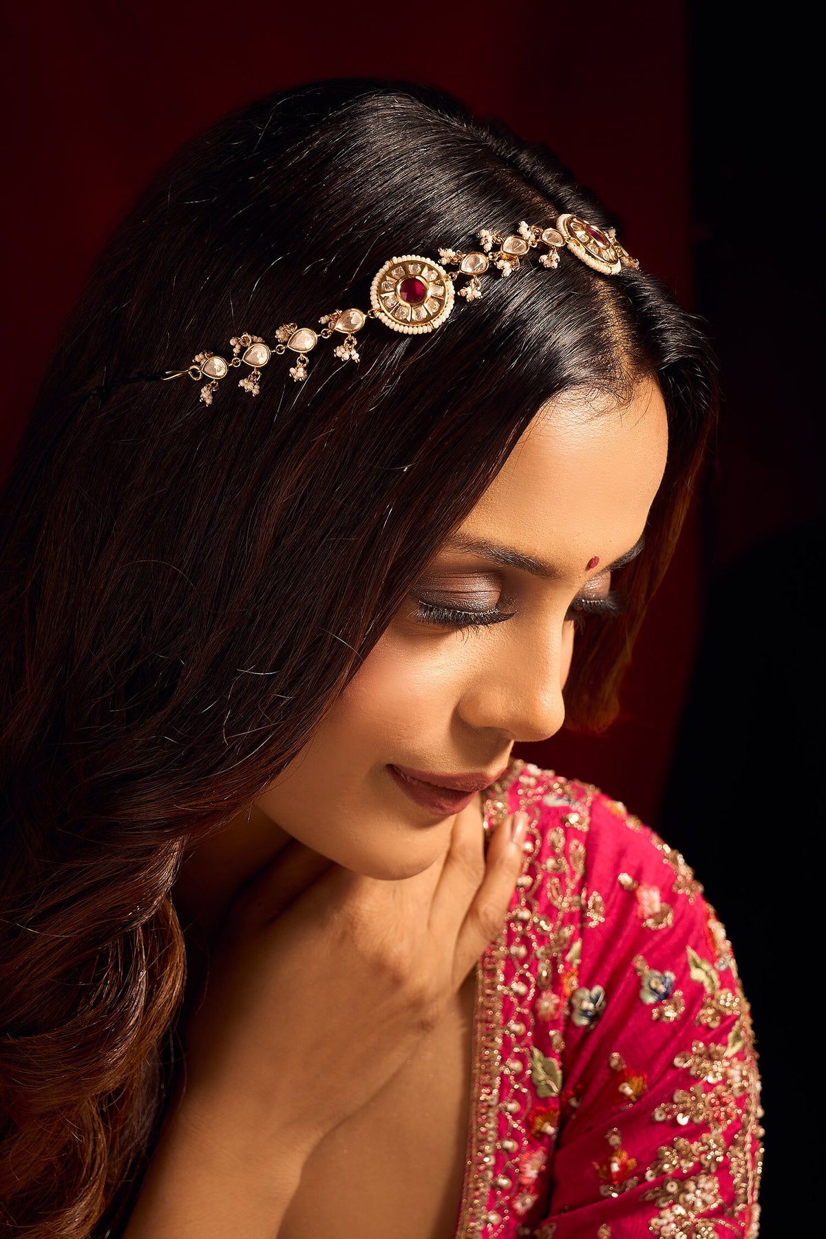 Kundan Ruby Pink Mathapatti 
