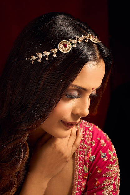 Kundan Ruby Pink Mathapatti 