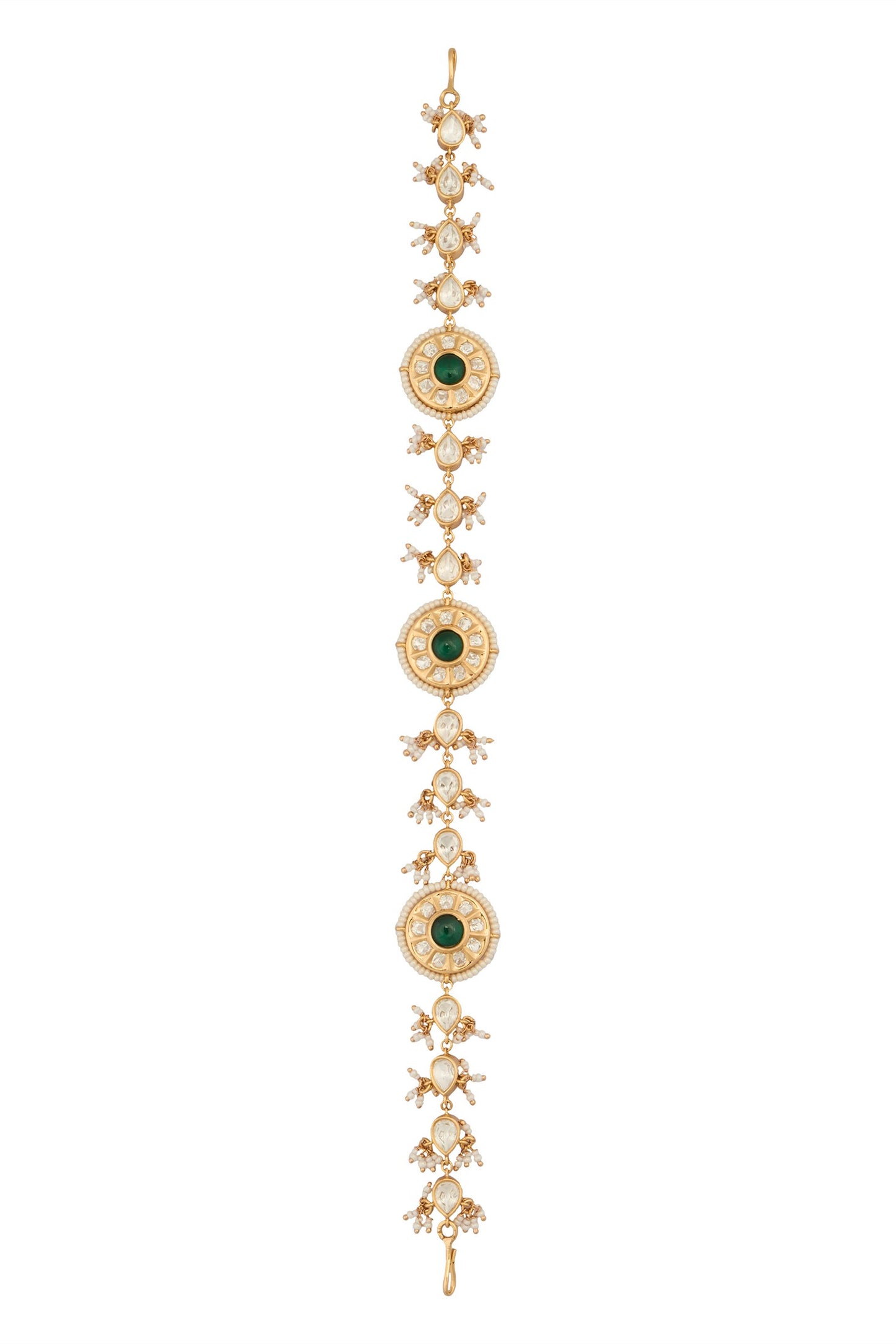 Kundan Green Brass Mathapatti 