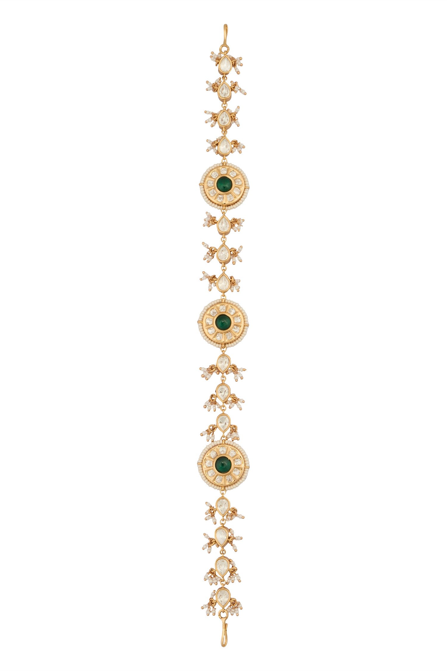 Kundan Green Brass Mathapatti 