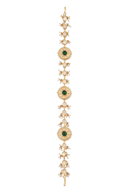 Kundan Green Brass Mathapatti 