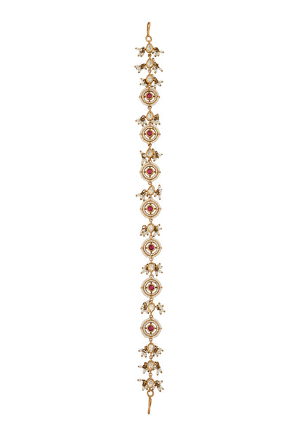 Ruby Pink Kundan Mathapatti 