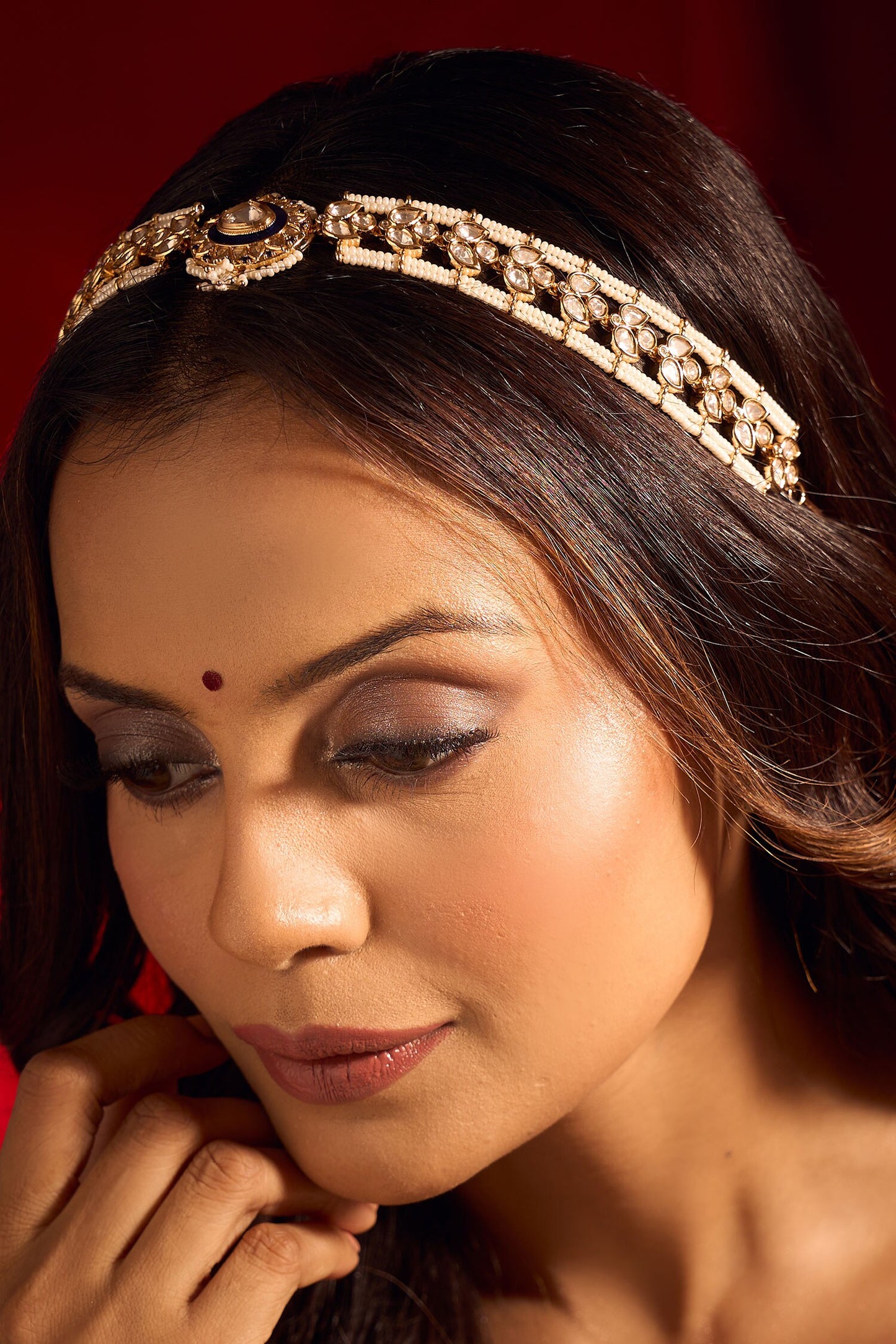 Kundan Blue Brass Mathapatti 