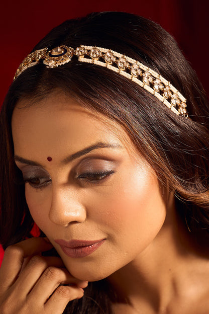 Kundan Blue Brass Mathapatti 