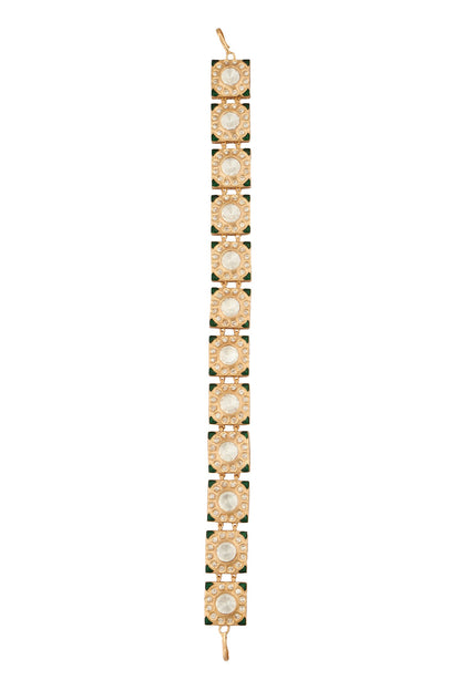 Kundan Green Brass Mathapatti 