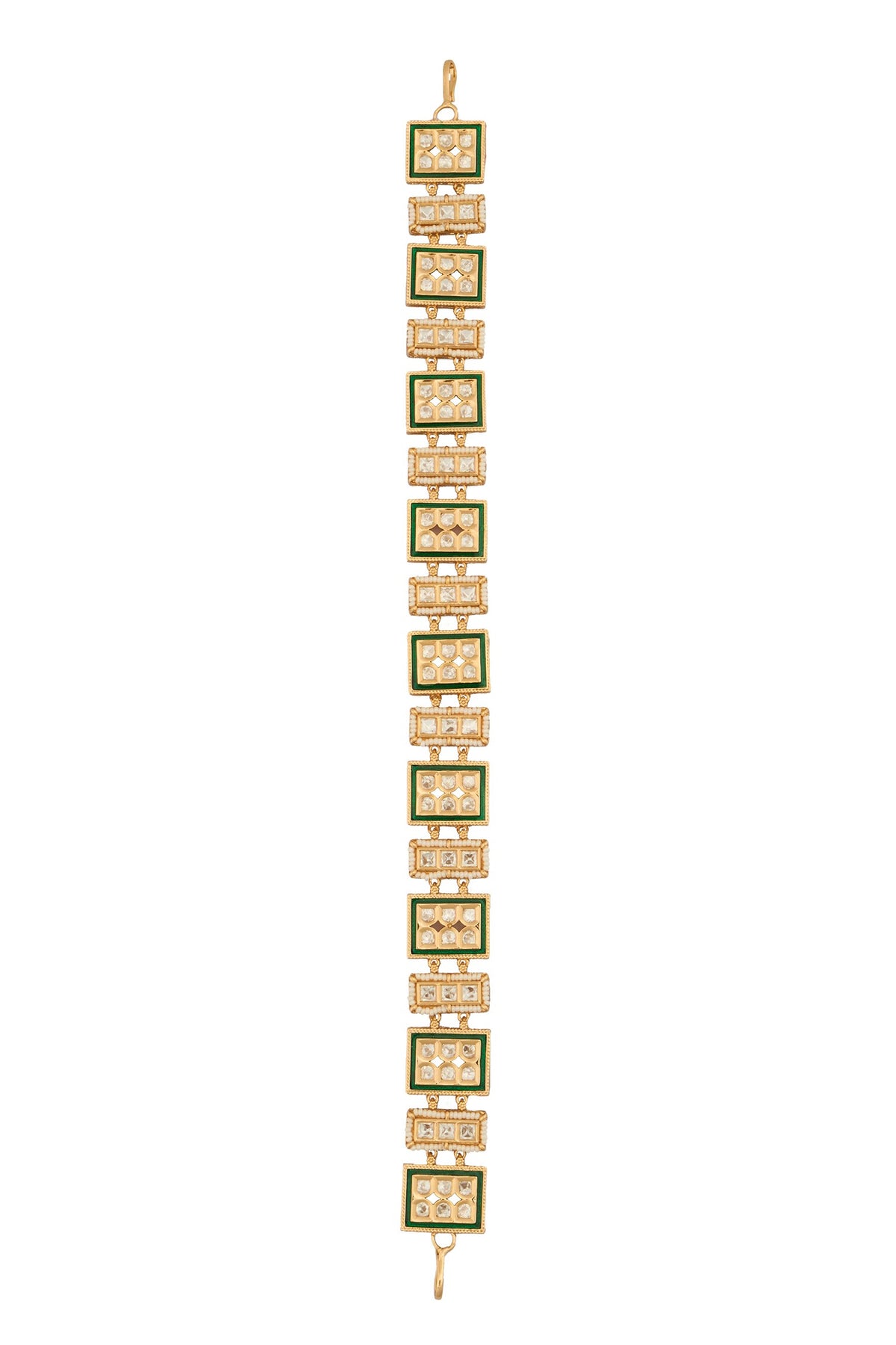 Kundan Green Brass Mathapatti 
