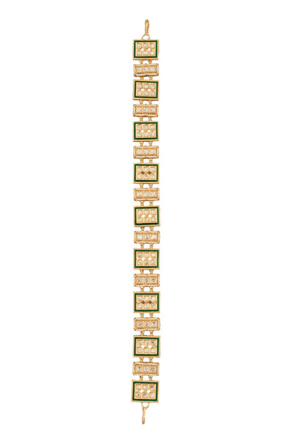 Kundan Green Brass Mathapatti 