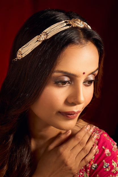 Kundan Blue Brass Mathapatti 
