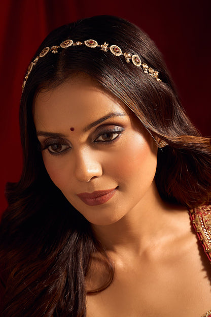 Ruby Pink Kundan Mathapatti 