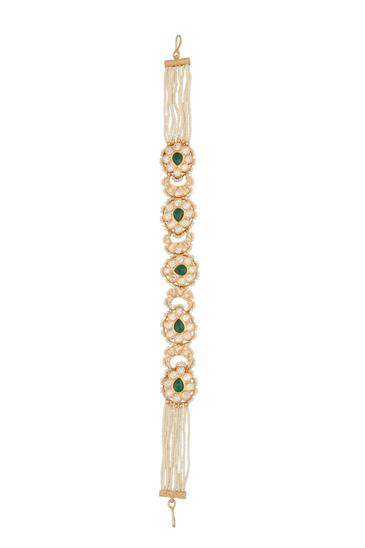 Kundan Green Brass Mathapatti 
