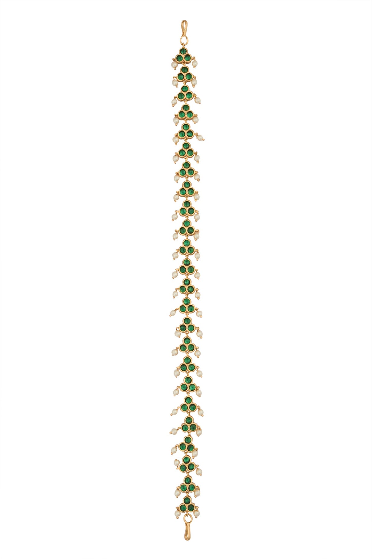 Kundan Green Brass mathapatti 