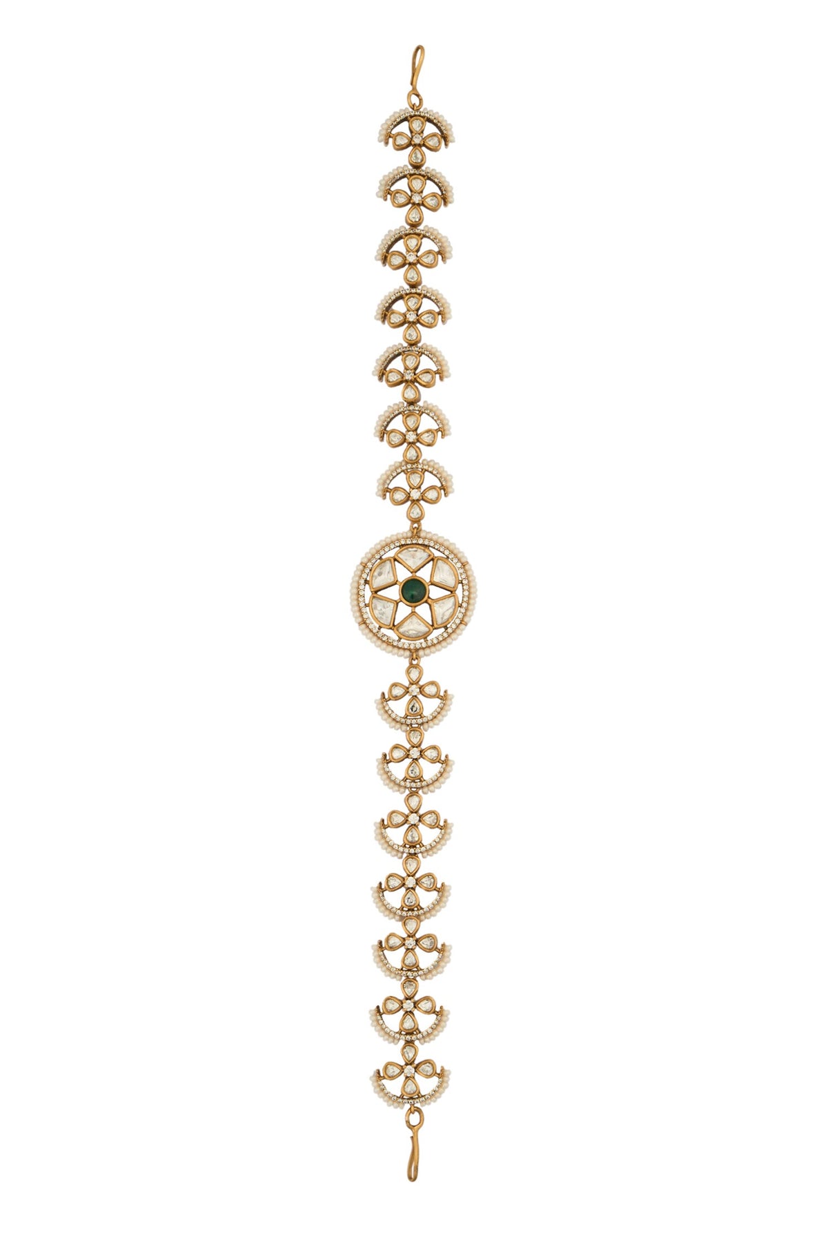 Kundan Green Brass Mathapatti 