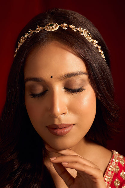 Kundan Green Brass Mathapatti 
