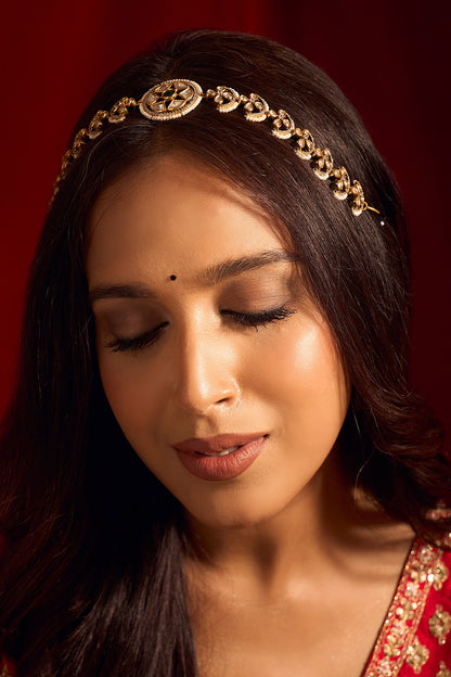 Kundan Green Brass Mathapatti 
