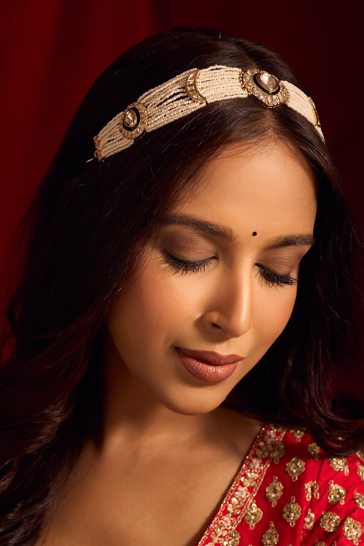 Kundan Green Brass Mathapatti 