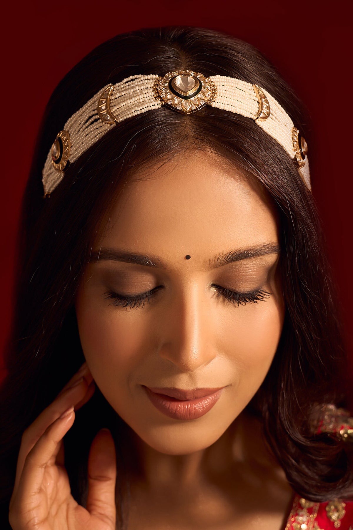 Kundan Green Brass Mathapatti 