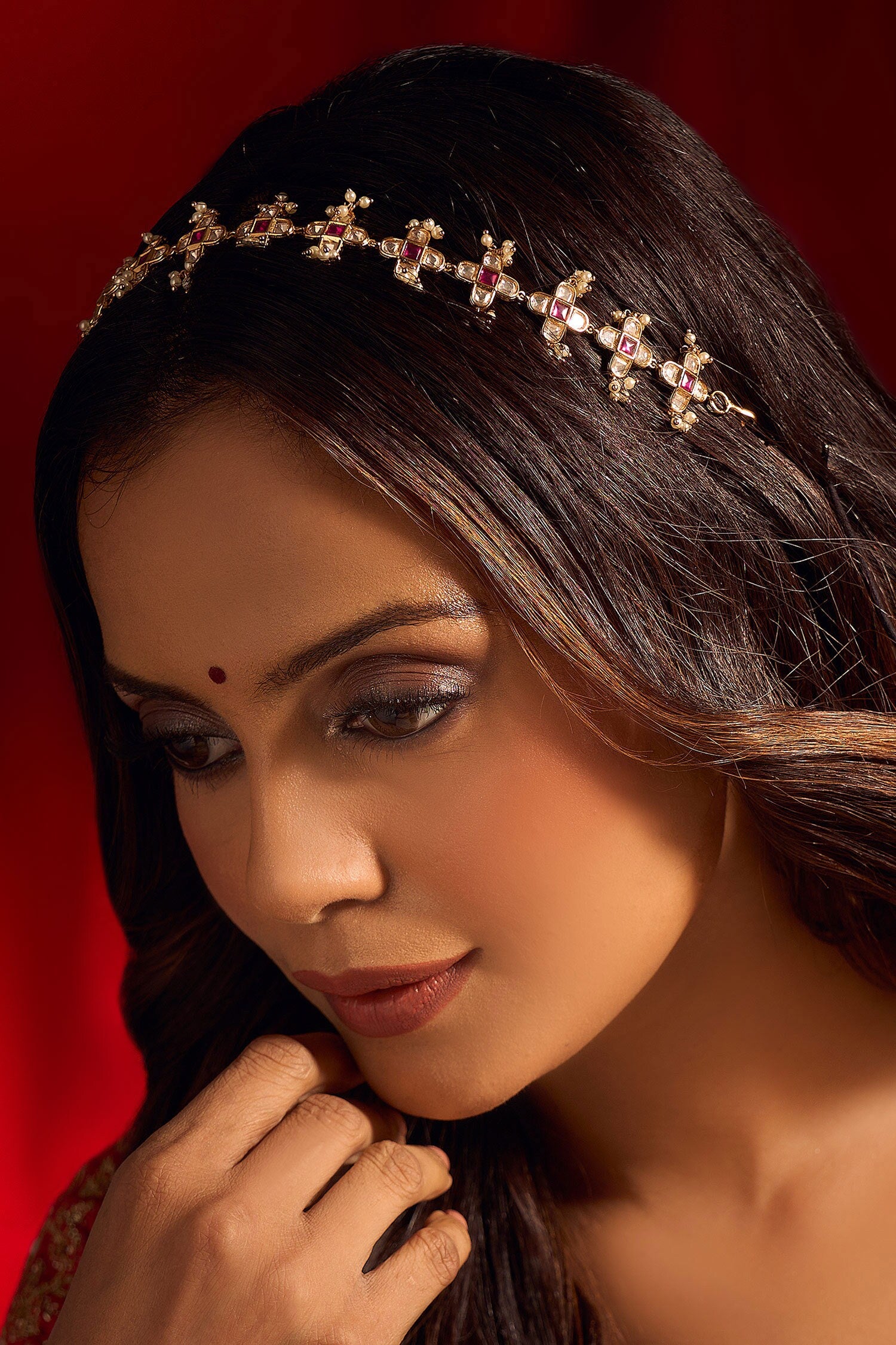 Kundan Ruby Pink Mathapatti 