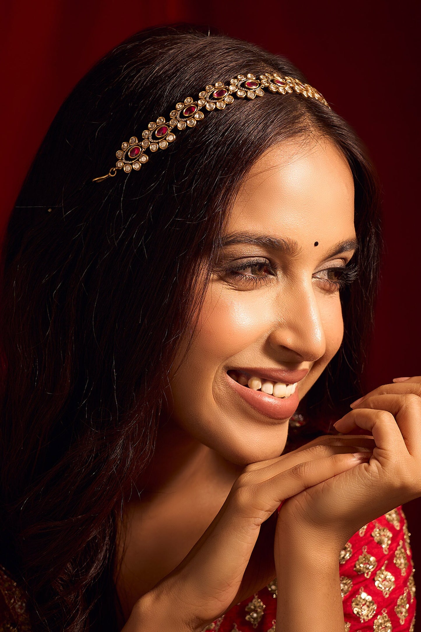 Kundan Ruby Pink Mathapatti 