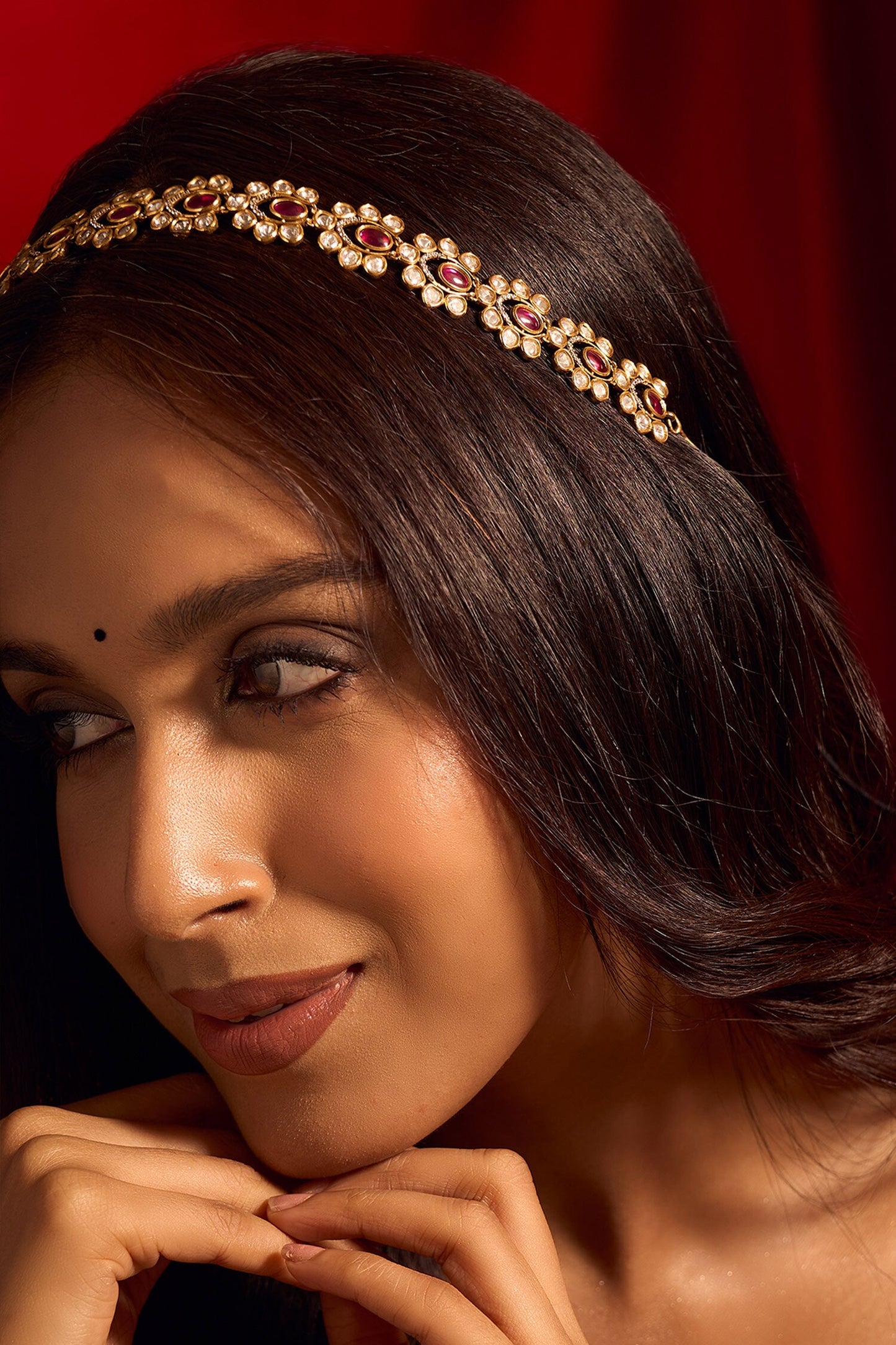 Kundan Ruby Pink Mathapatti 