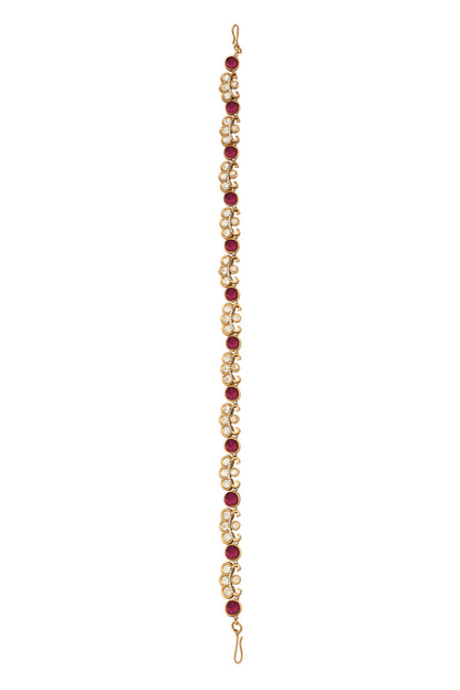 Ruby Pink Kundan Mathapatti 