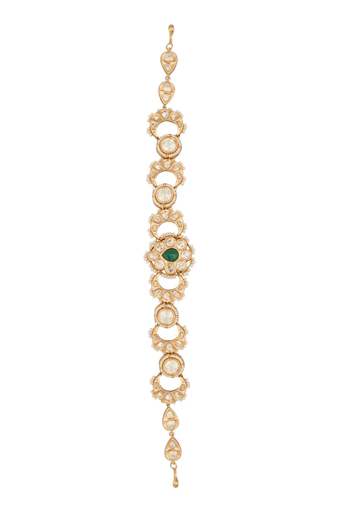 Kundan Green Brass Mathapatti 
