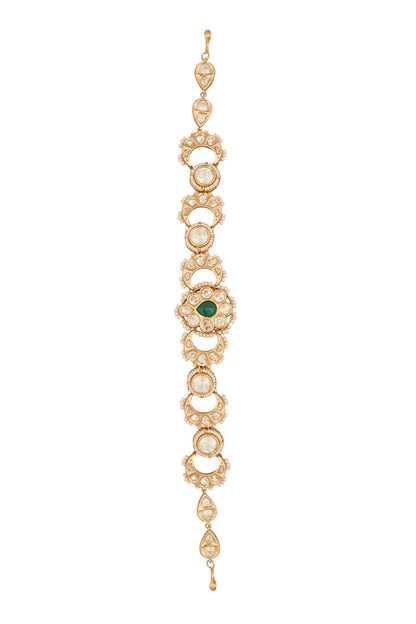 Kundan Green Brass Mathapatti 