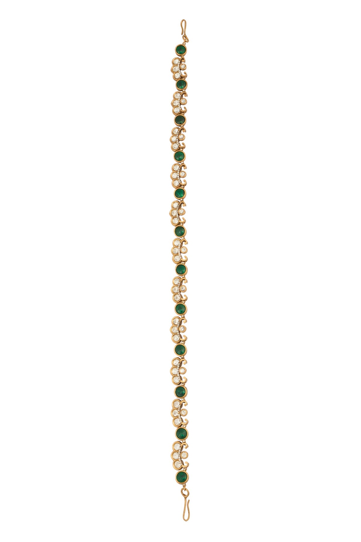 Kundan Green Brass Mathapatti 