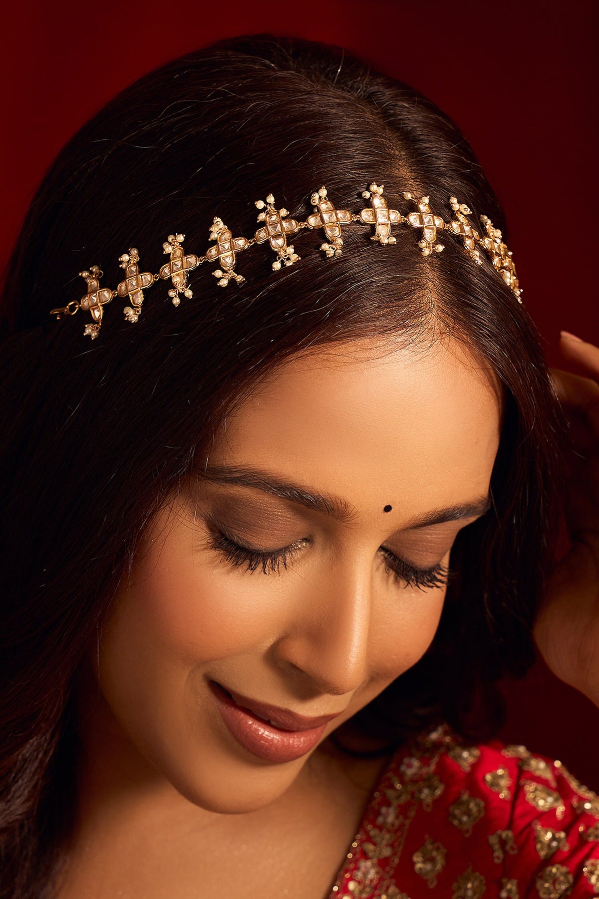 Kundan White Brass Mathapatti 