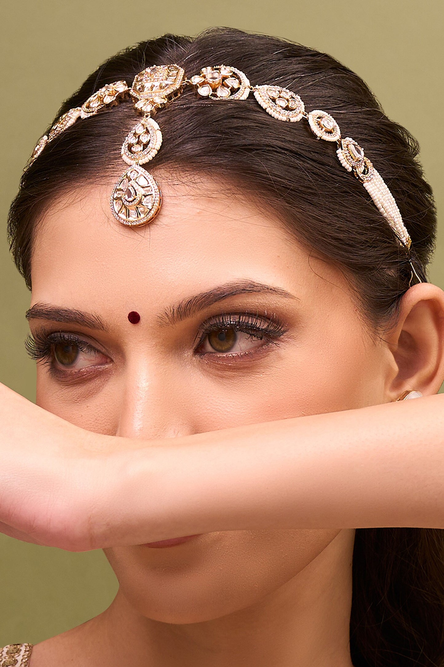 Kundan White Brass Mathapatti 