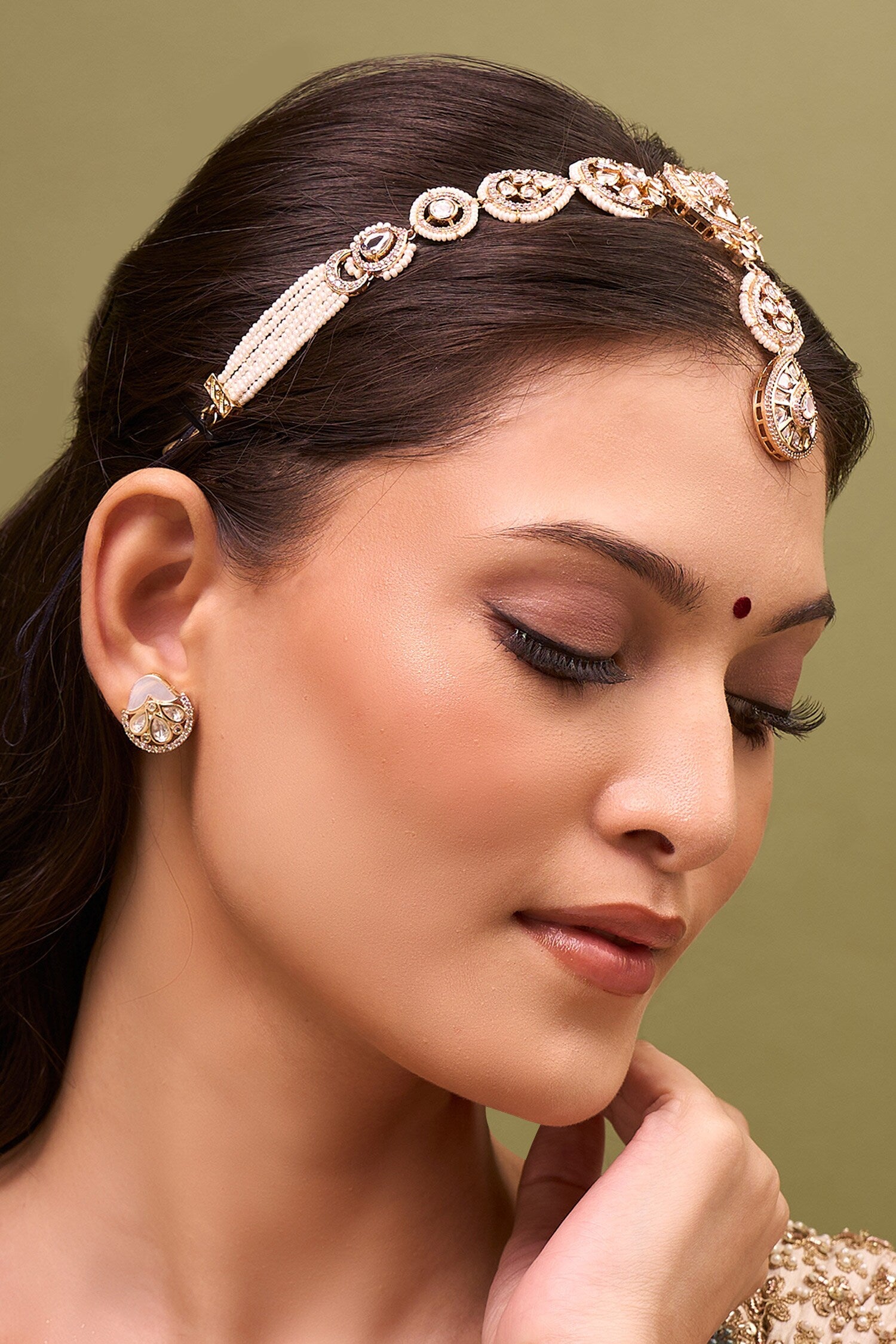 Kundan White Brass Mathapatti 