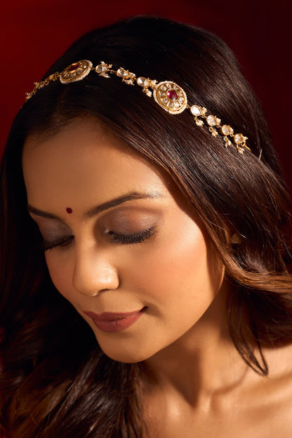Ruby Kundan Brass Mathapatti 