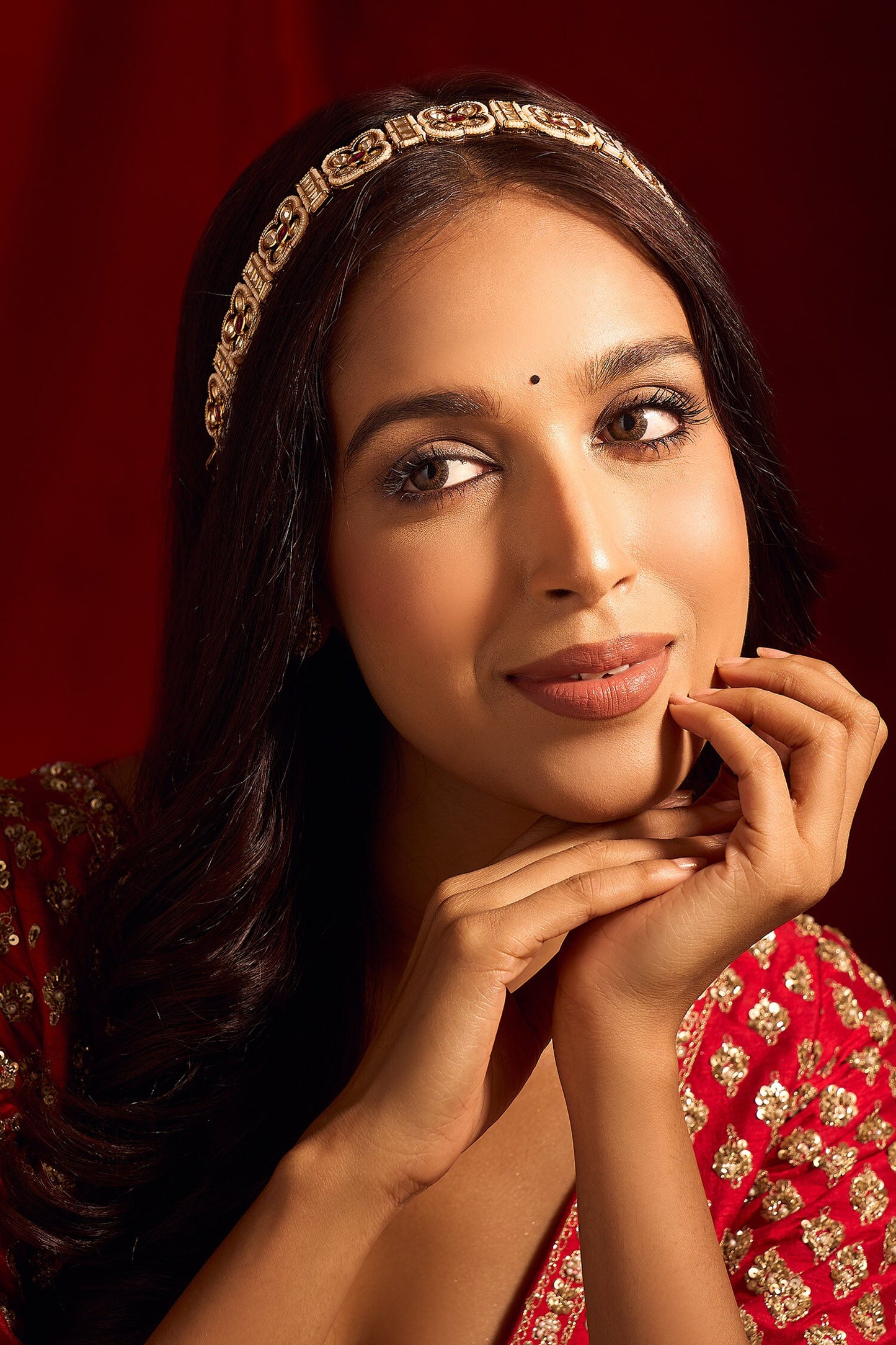 Ruby Pink Kundan Mathapatti 