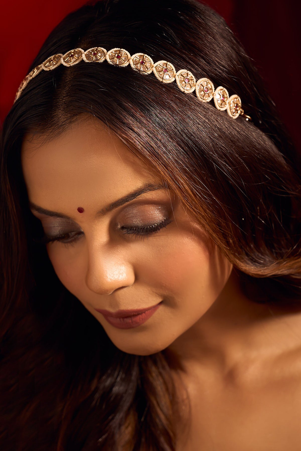 Ruby Red Kundan Mathapatti 