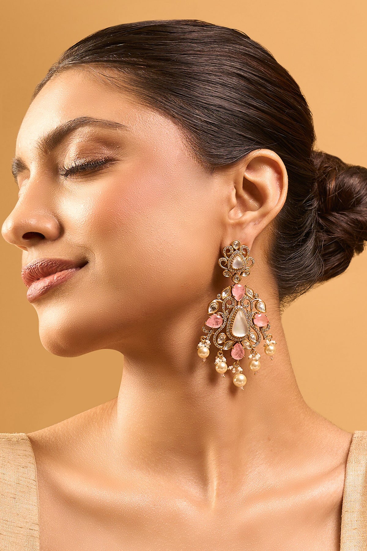 Kundan Pink Earrings 