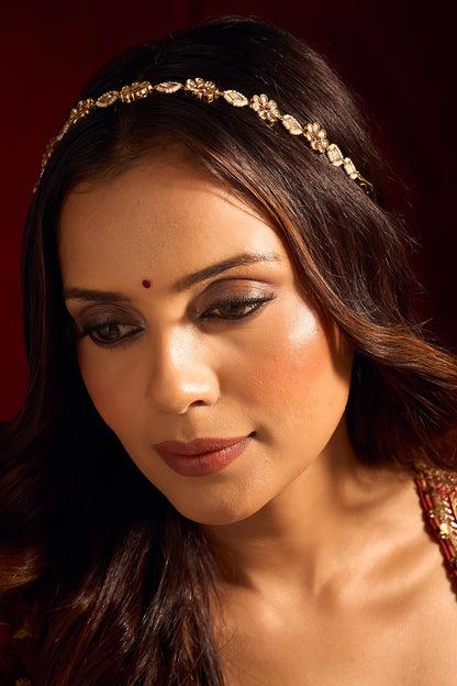 Ruby Pink Kundan Mathapatti 