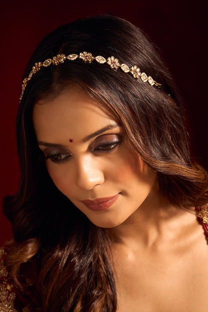 Ruby Pink Kundan Mathapatti 