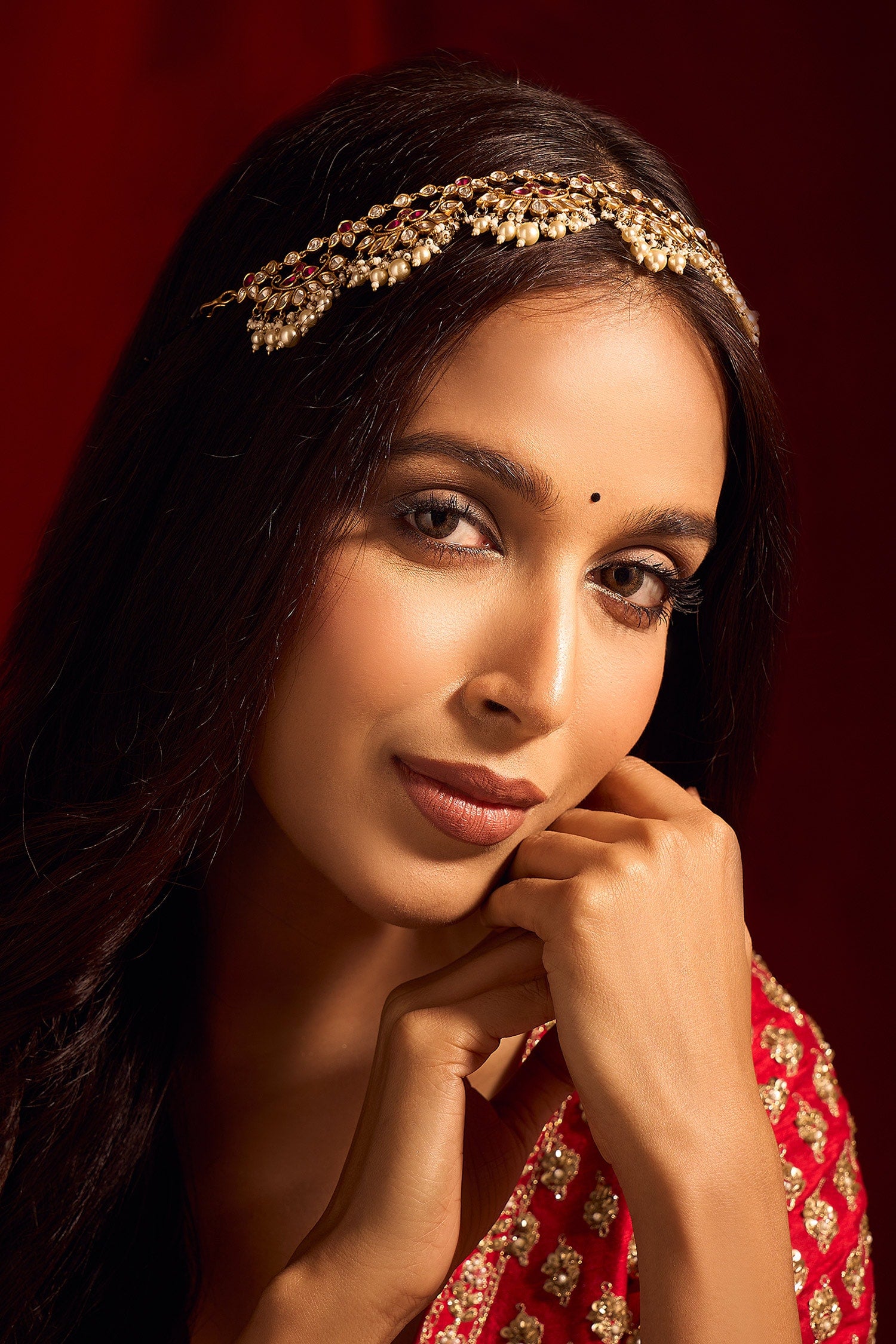 Kundan Ruby Pink Mathapatti 