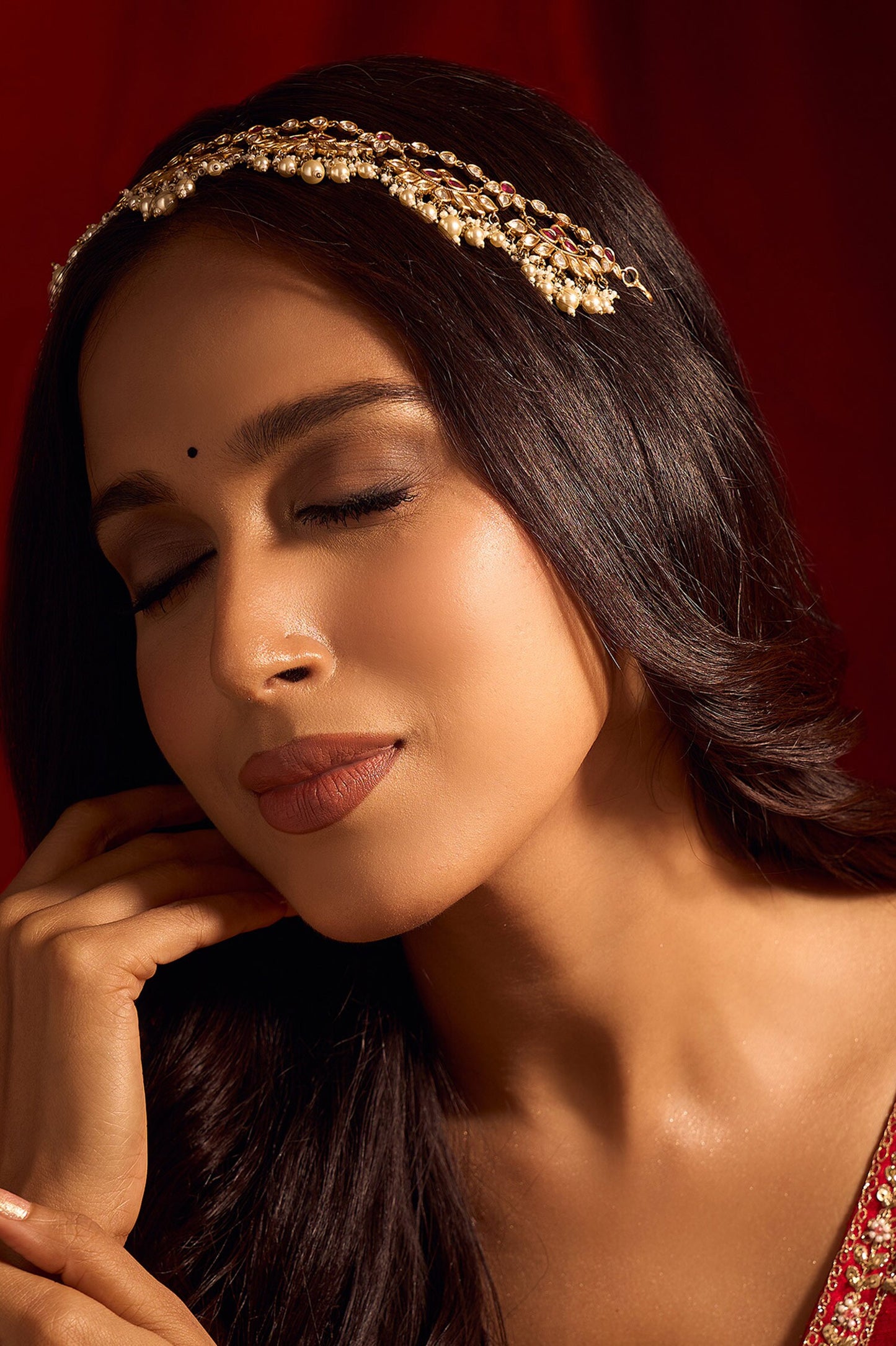 Kundan Ruby Pink Mathapatti 
