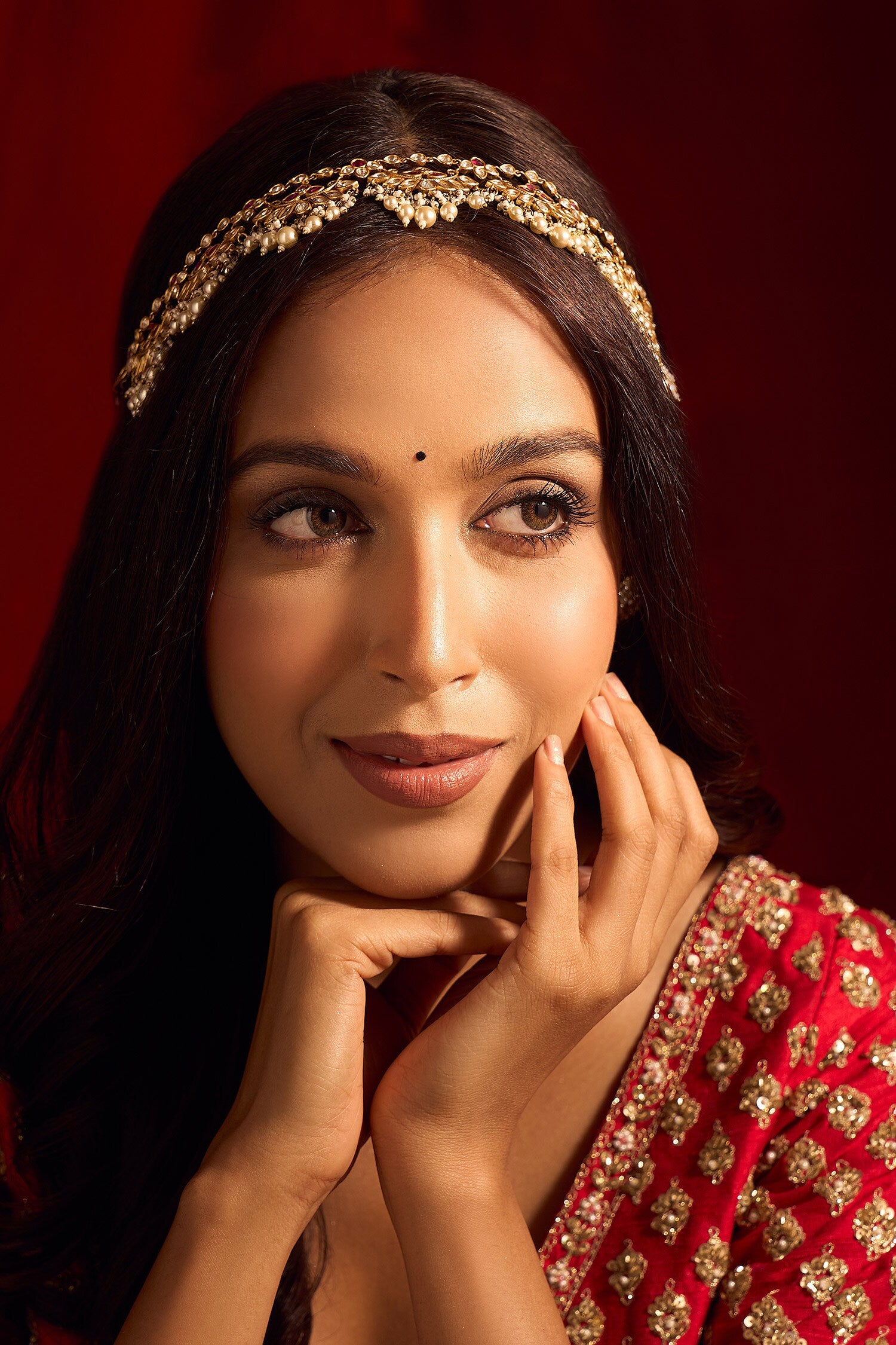 Kundan Ruby Pink Mathapatti 
