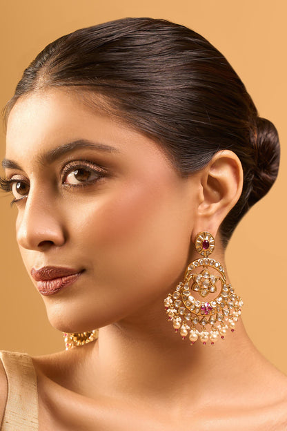 Kundan Purple Earrings 