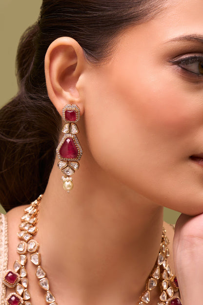 Kundan Rani Pink Necklace & Earring Set 