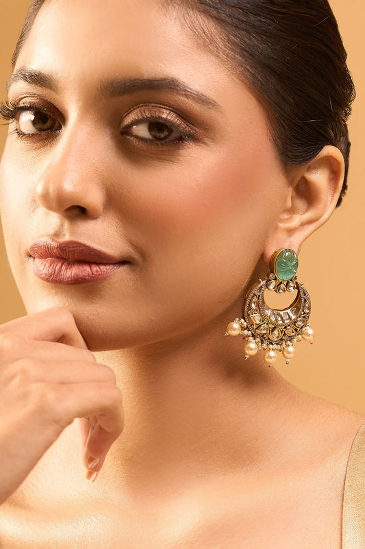 Kundan Mint Green Earrings 