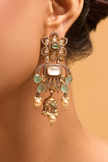 Kundan Mint Green Earrings 