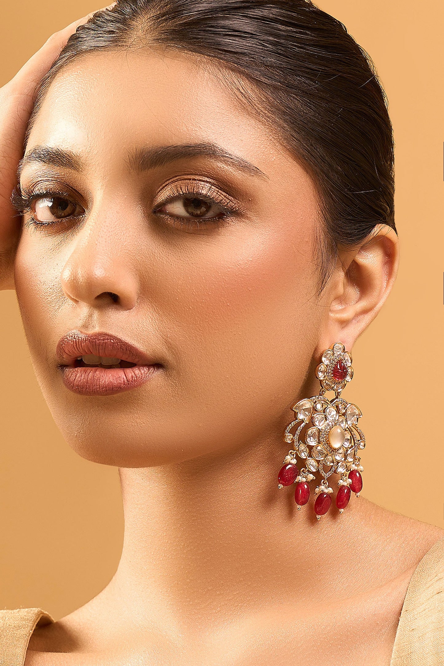 Kundan Ruby Red Earring 